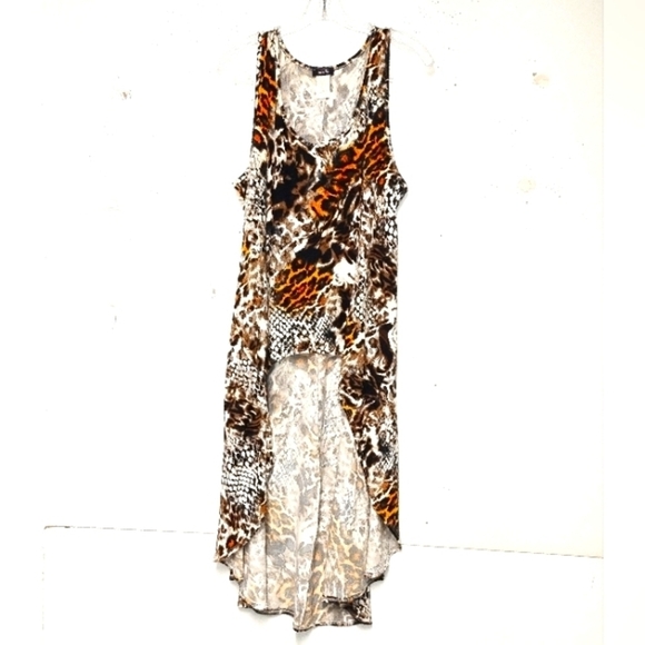 Minette animal print high low scoop neck no sleeves high low duster Size: 2XL - Picture 1 of 4